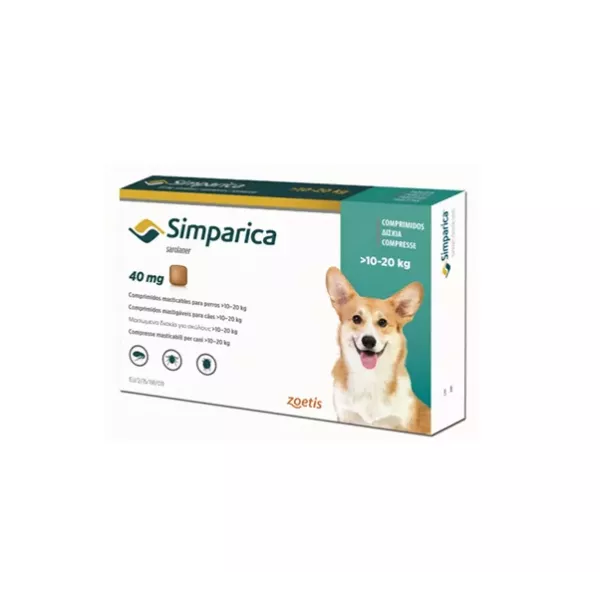 SIMPARICA TABLETA 40 MG.10 A 20 kg. Rdm