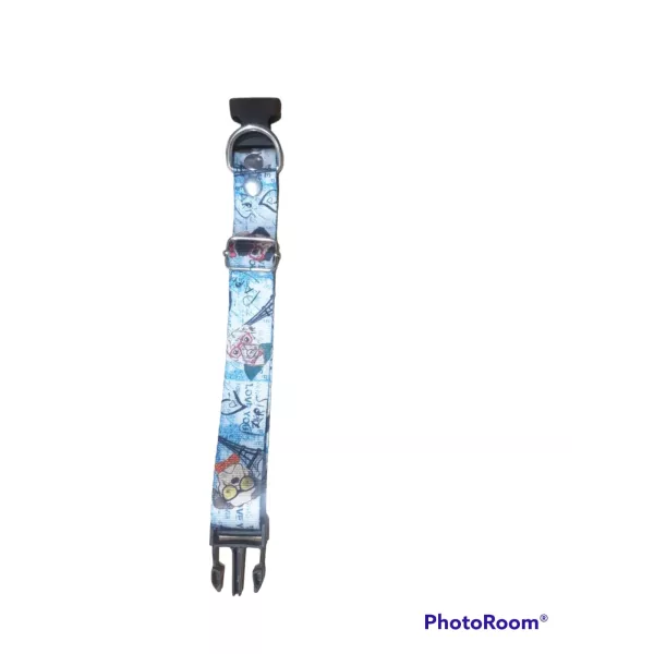 COLLAR PERROS SUBLIMADO AZUL BROCHE Talle L