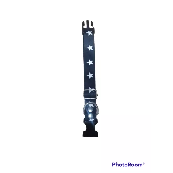 COLLAR PERROS SUBLIMADO NEGRO ESTRELLITAS BROCHE