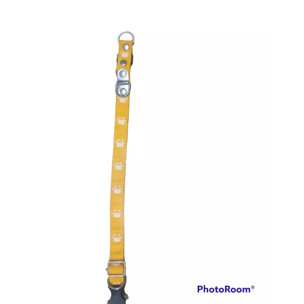 COLLAR NYLON HUELLITAS BROCHE AMARILLO