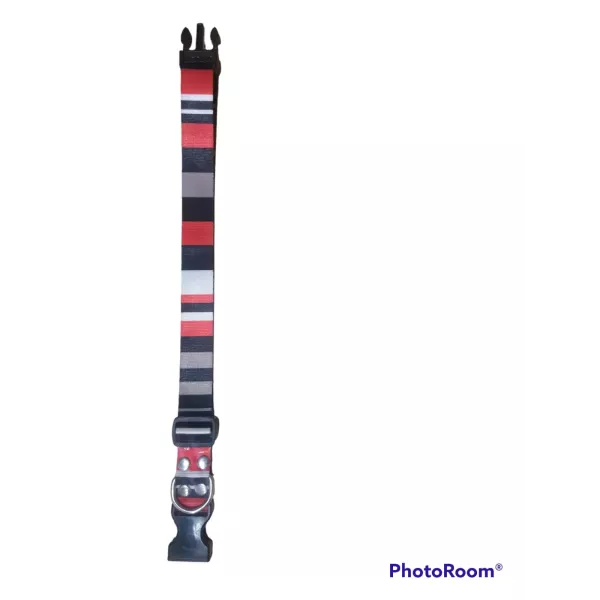 COLLAR SUBLIMADO RAYAS ROJO NEGRO GRIS