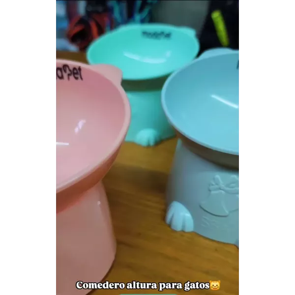 Comedero de altura carita de gato pw